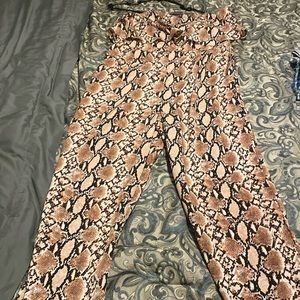 Snakeskin strapless Jumpsuit NWOT